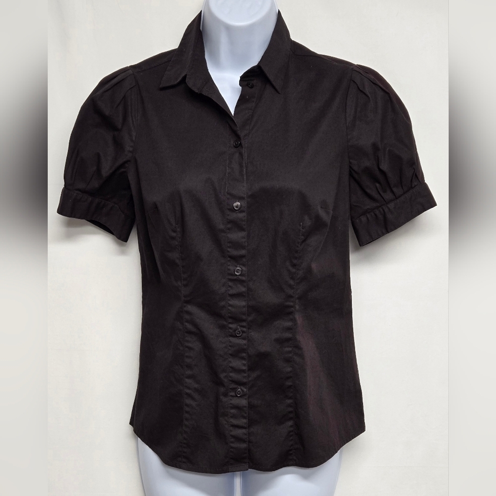 The Limited XS Button Down Top Short Sleeve Brown Business Casual